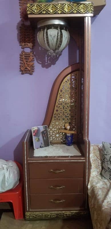 wooden queen size bed with dressing table available 3