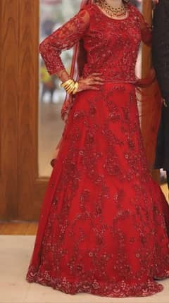 laaj boutique beautiful red on red lehnga with Can-can