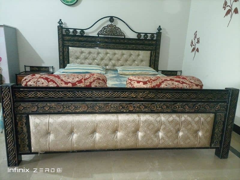 King Size Iron bed with side tables is for sale 0