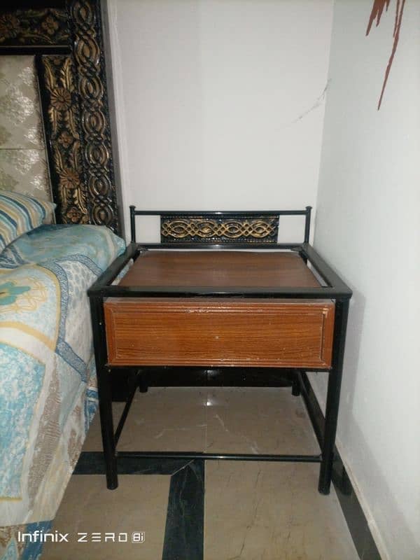 King Size Iron bed with side tables is for sale 4