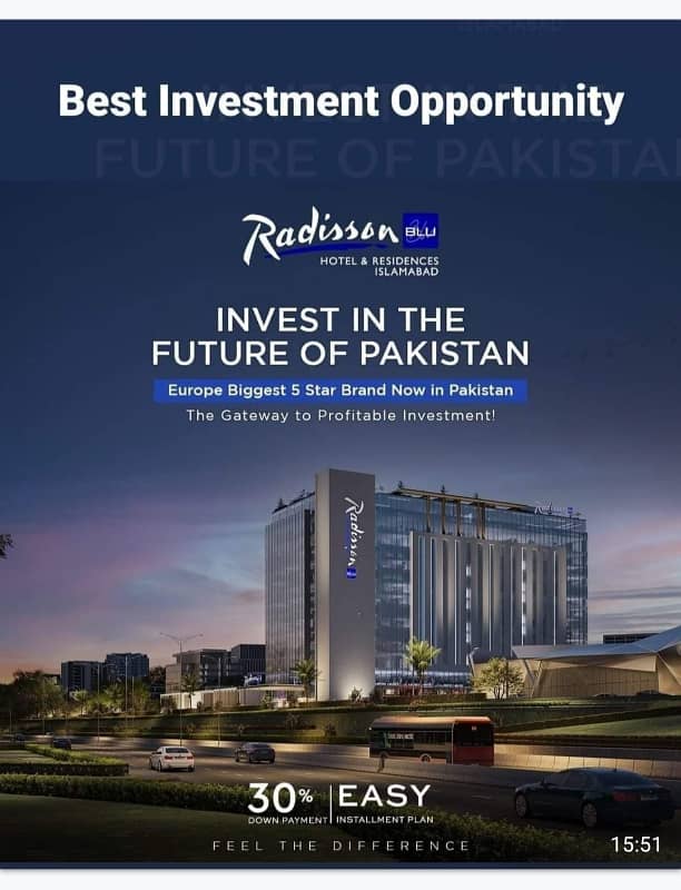 Hotel suite available on installments in Radisson Blu Islamabad 0