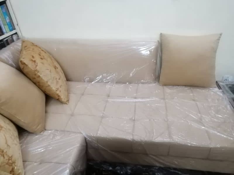 Most Attractive & beautiful L shape 7 seater sofa. cream colour 4