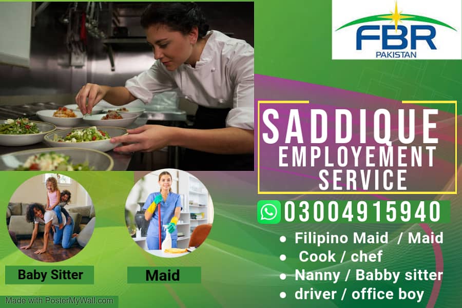 Maids / House Maids / cook / Nanny , chef / Baby Sitter maid availabl 0