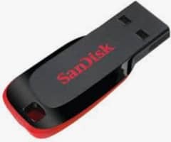 Sandisk Cruzer Blade USB Flash Drive, 64 GB, Black/Red