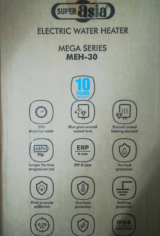 Super Asia Electric Water Heater MEH-30 4