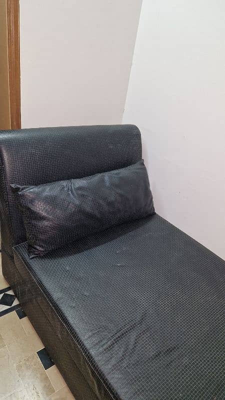 Single leather bed with cushion 1