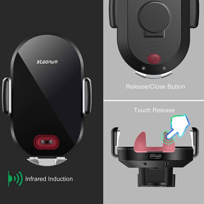 Steanum Wireless Car Charger, Qi 10W Fast Charge Infrared Sensor 2