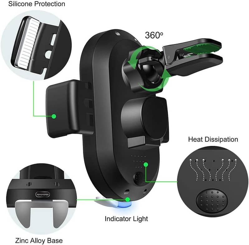 Steanum Wireless Car Charger, Qi 10W Fast Charge Infrared Sensor 3