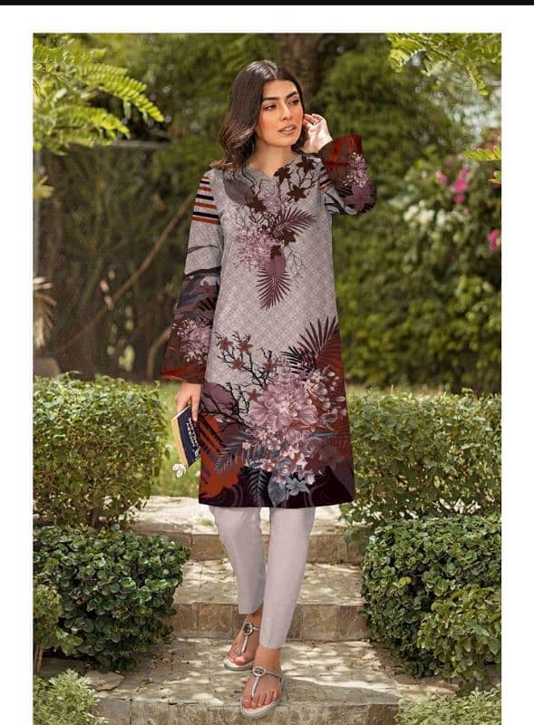 2 Pcs Amna. B Women's Unstitched Linen Printed Suit 0