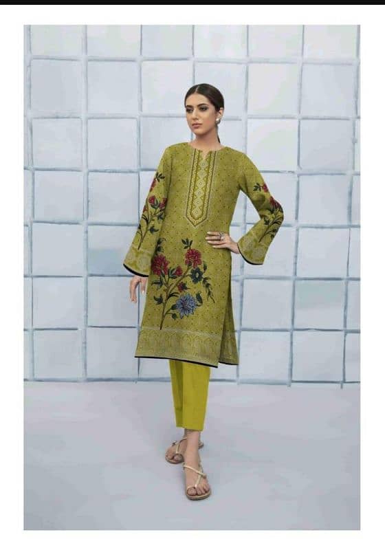 2 Pcs Amna. B women's Unstitched Linen Printed Suit 0