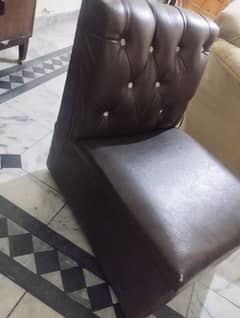 Affordable 3-Seater Brown Leather Sofa & Side Table for Sale