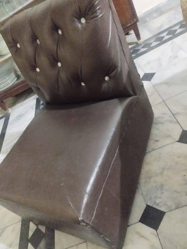 Affordable 3-Seater Brown Leather Sofa & Side Table for Sale 3