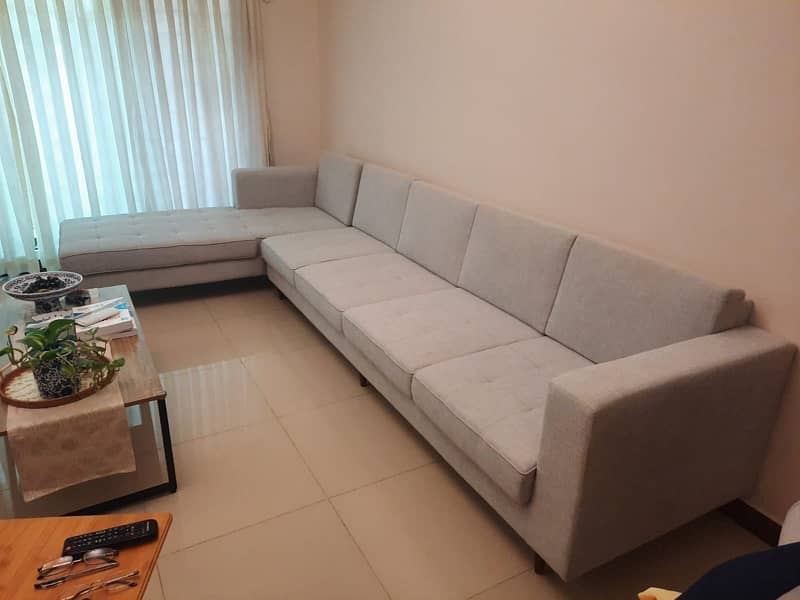 Selling 5 Seater L Shape Grey Sofa with 2 Cushions Excellent Condition 2