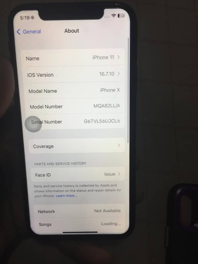 iphone x jv pta prove 256Gb face id not work other all ok exchange xs 5