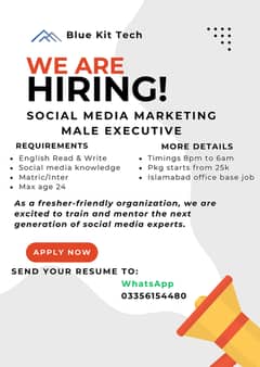 Urgently required Male Social Media Marketing Executive