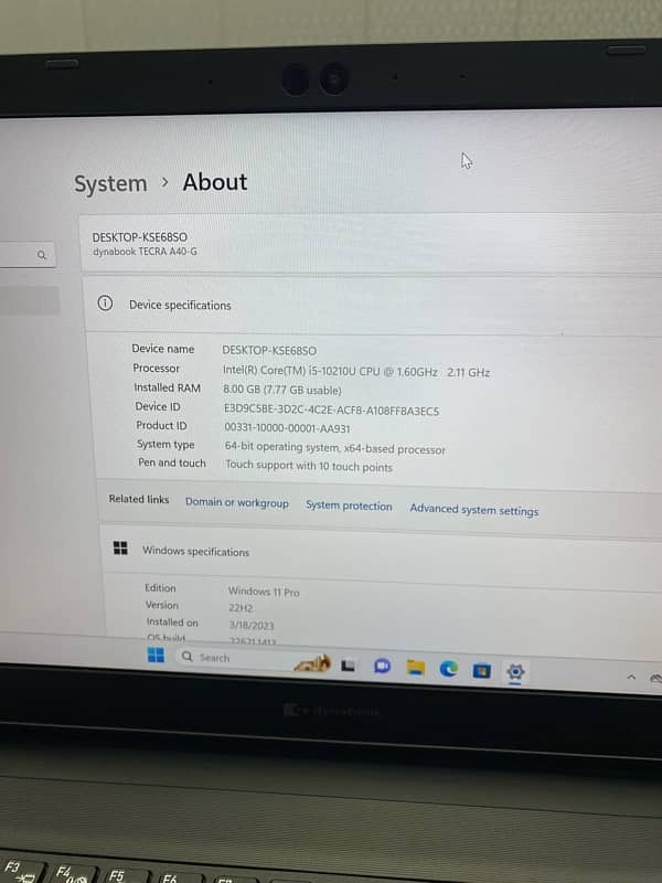 Toshiba Dynabook Core i5-10th gen 8/256 SSD 2