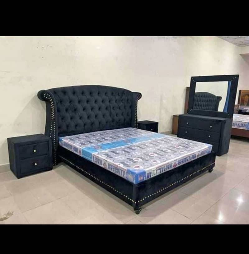 Bed |Double bed/ Poshish bed/King bed| Bed Set| table | dressing| wood 8