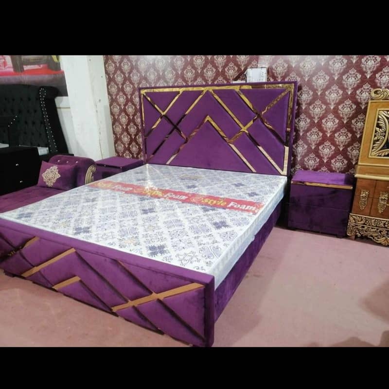 Bed |Double bed/ Poshish bed/King bed| Bed Set| table | dressing| wood 9