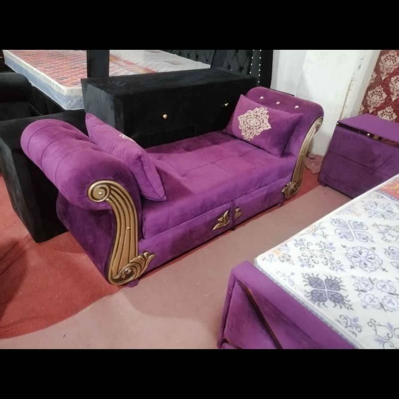 Bed |Double bed/ Poshish bed/King bed| Bed Set| table | dressing| wood 12