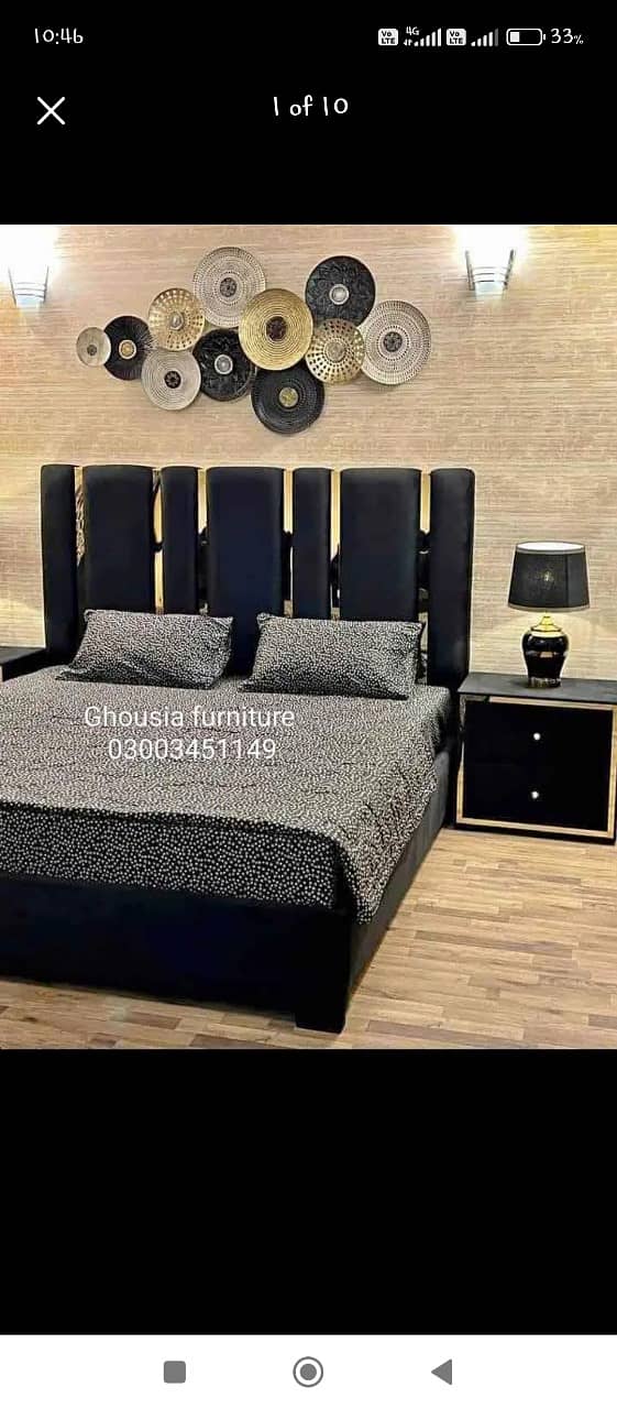 Bed |Double bed/ Poshish bed/King bed| Bed Set| table | dressing| wood 18