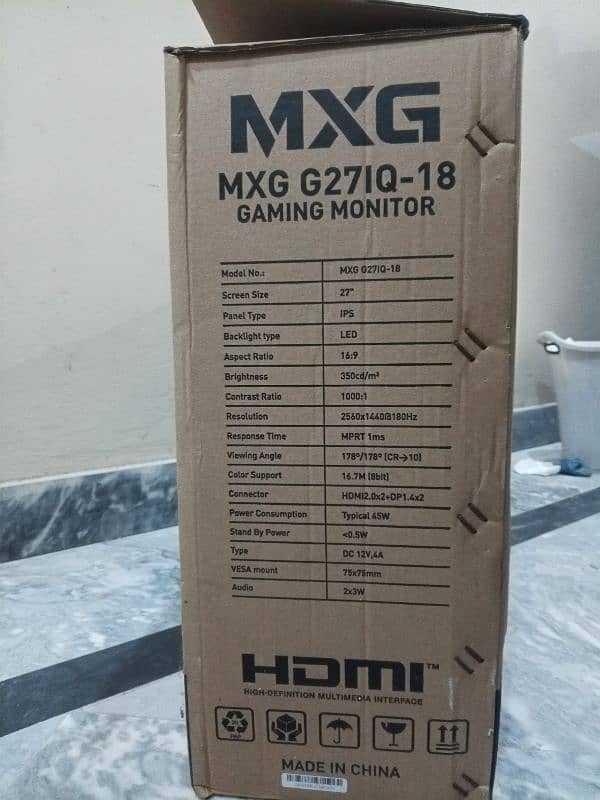 MXG G27IQ-18 27" IPS 180HZ QHD 2K GAMING LED 6