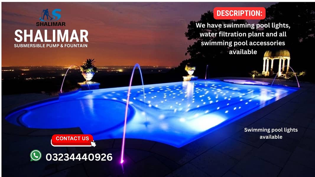 Swimming Pool Light/Fountain/Dancing Fountain/Waterfall/Drip/Pump 0