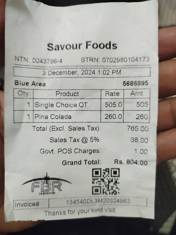 804 Bill paid on Savour Foods 0