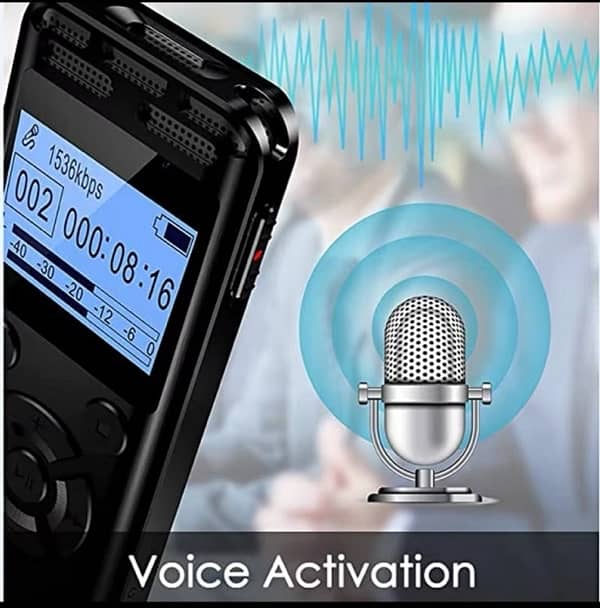 64GB Digital Voice Recorder, 1536kbps, Voice Activation 9