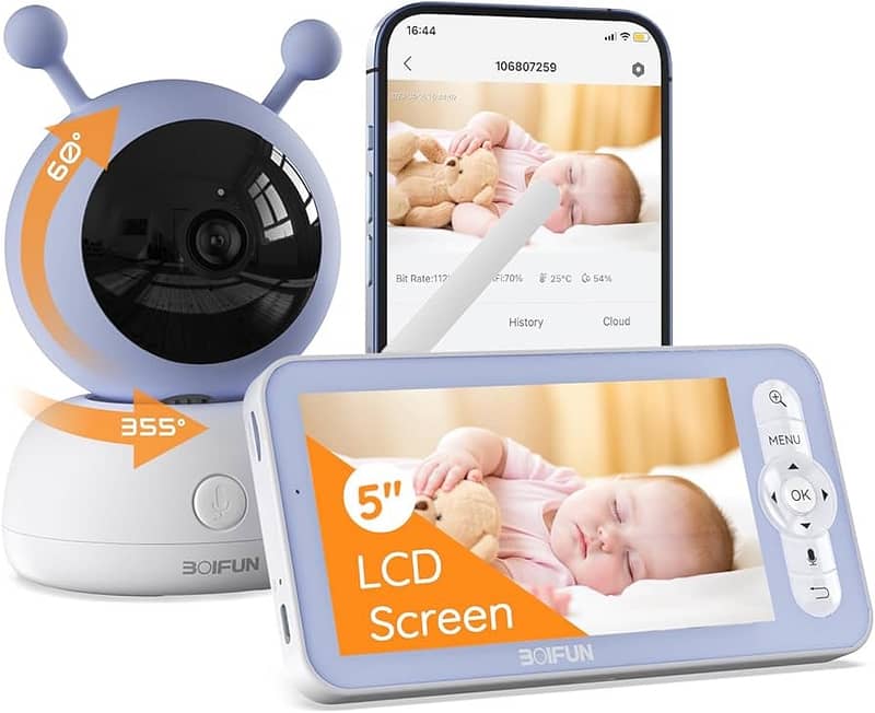 BOIFUN 5-Inch Baby Monitor with WiFi1080p Baby Monitor with 2-WayAudio 0