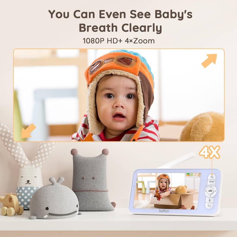 BOIFUN 5-Inch Baby Monitor with WiFi1080p Baby Monitor with 2-WayAudio 2