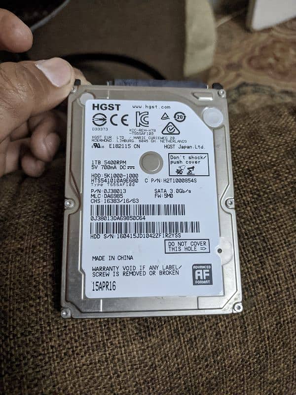 1tb hard drive ok working 0