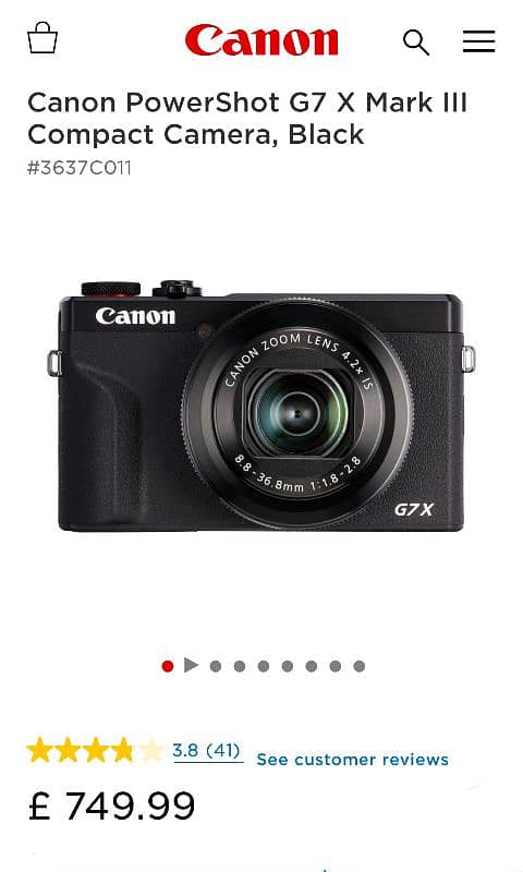 Cannon PowerShot G7X Mark lll Camera (Black Color) 0