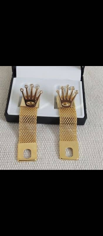 premium quality Rolex crown design cufflinks with chain 2