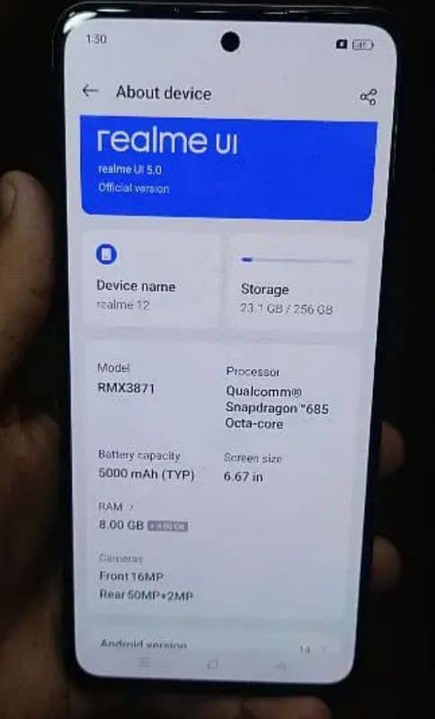 Realme 12 8+8 256GB box with charger 1