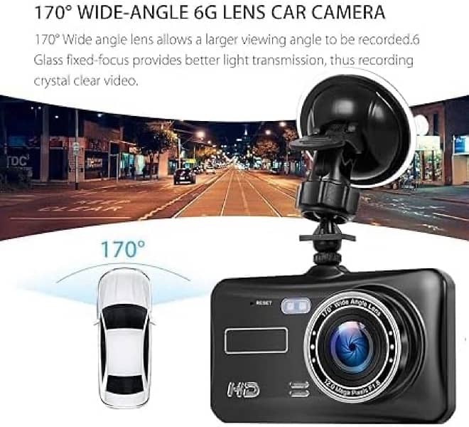 1080P Dual Lens 4 Inch IPS Touch Screen, 170 Wide Angle Car DVR 0