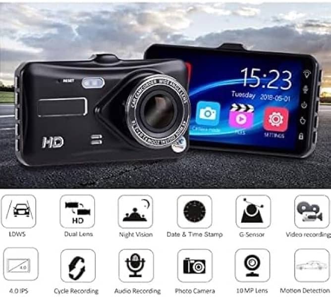 1080P Dual Lens 4 Inch IPS Touch Screen, 170 Wide Angle Car DVR 8