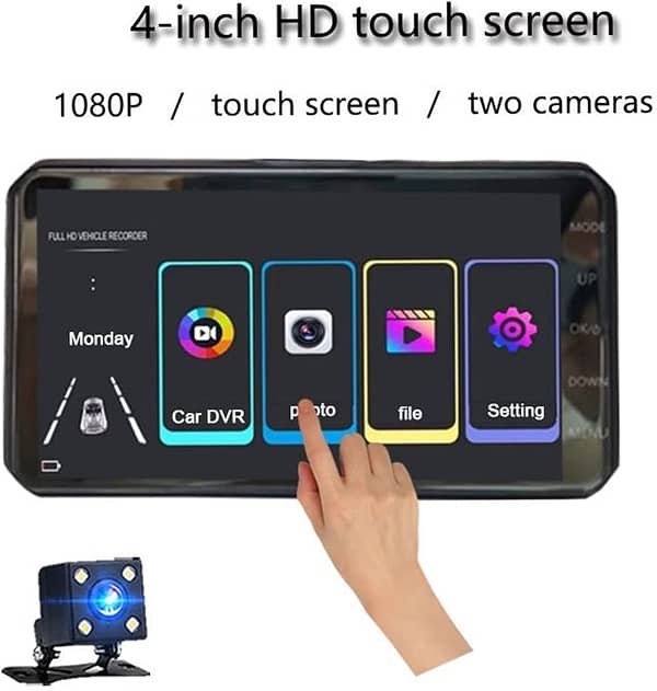 1080P Dual Lens 4 Inch IPS Touch Screen, 170 Wide Angle Car DVR 11