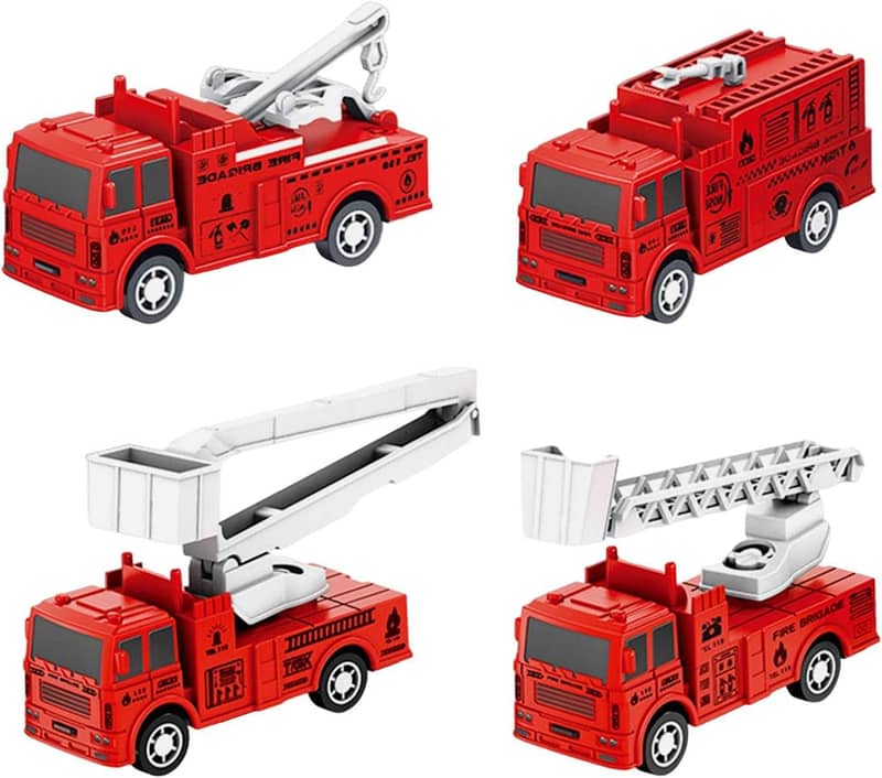 Educational Toy Construction Toy Cars Mini Vehicles 4x Fire Engine Toy 0