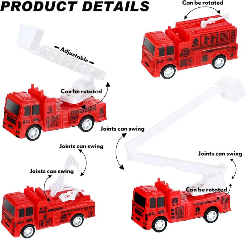 Educational Toy Construction Toy Cars Mini Vehicles 4x Fire Engine Toy 2