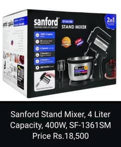 Sanford Stand Mixer, 4 Liter Capacity, 400W, SF-1361SM Price Rs. 18,50