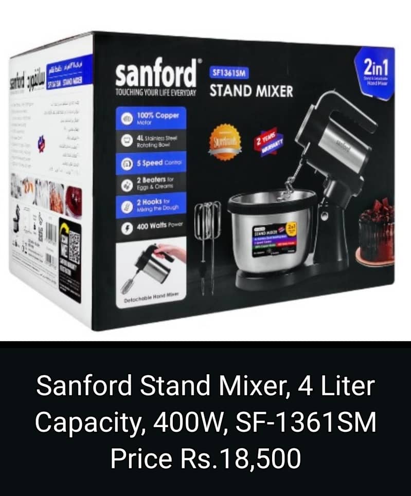 Sanford Stand Mixer, 4 Liter Capacity, 400W, SF-1361SM Price Rs. 18,50 0