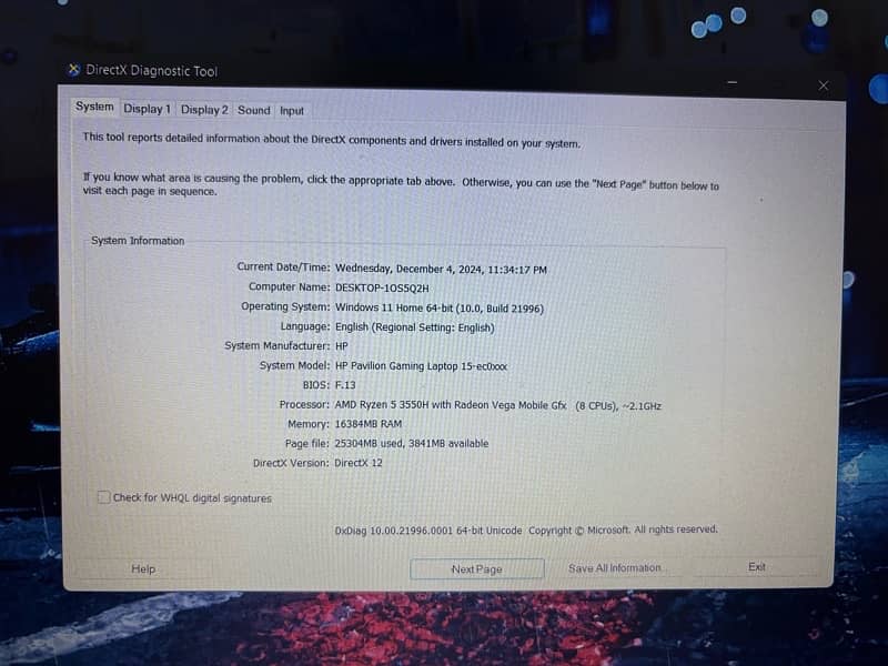 Laptop HP Pavilion 15 Gaming Ryzen 5 3550H / SSD 256 GB 9