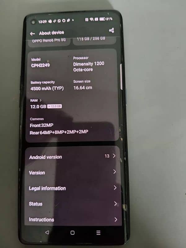 Oppo Reno 6 Pro - 5G - 256Gb + 12Gb - Black - Excellent 1