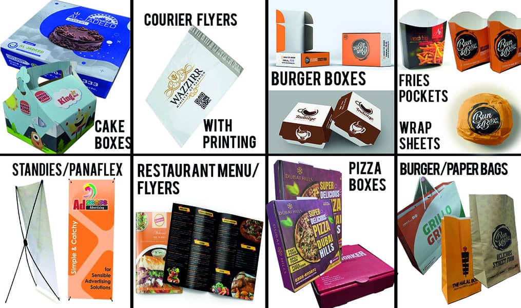 Pizza Boxes, Burger Boxes, Fries Boxes, Sweet Boxes, Cake Boxes, Gift 1