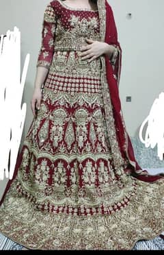 bridal lehnga with choli . red-blood