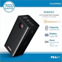 100% Original ROMOSS 60000mAh PEA60 Power Bank, 22.5W Max Quick Charge