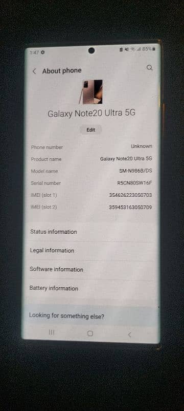 Samsung Galaxy Note 20 ultra 5G  256GB ( Non PTA) 4