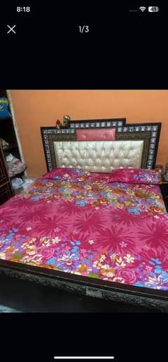 wooden king size bed with mattress