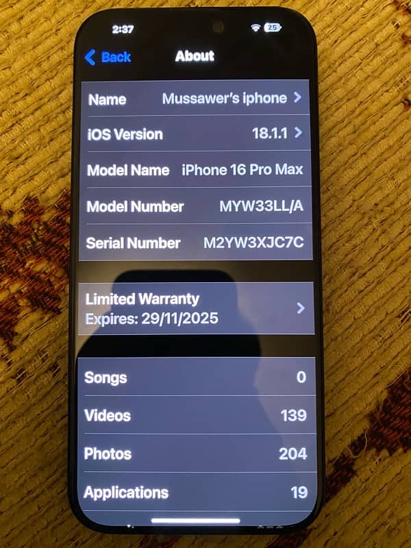 Iphone 16 pro max jv 256 GB 6