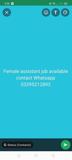 female assistant job available serious person contact 03295212893